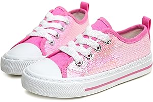 ToandonToddler Kids Sneakers Sparkle Fashion Glitter Sequins Canvas Shoes