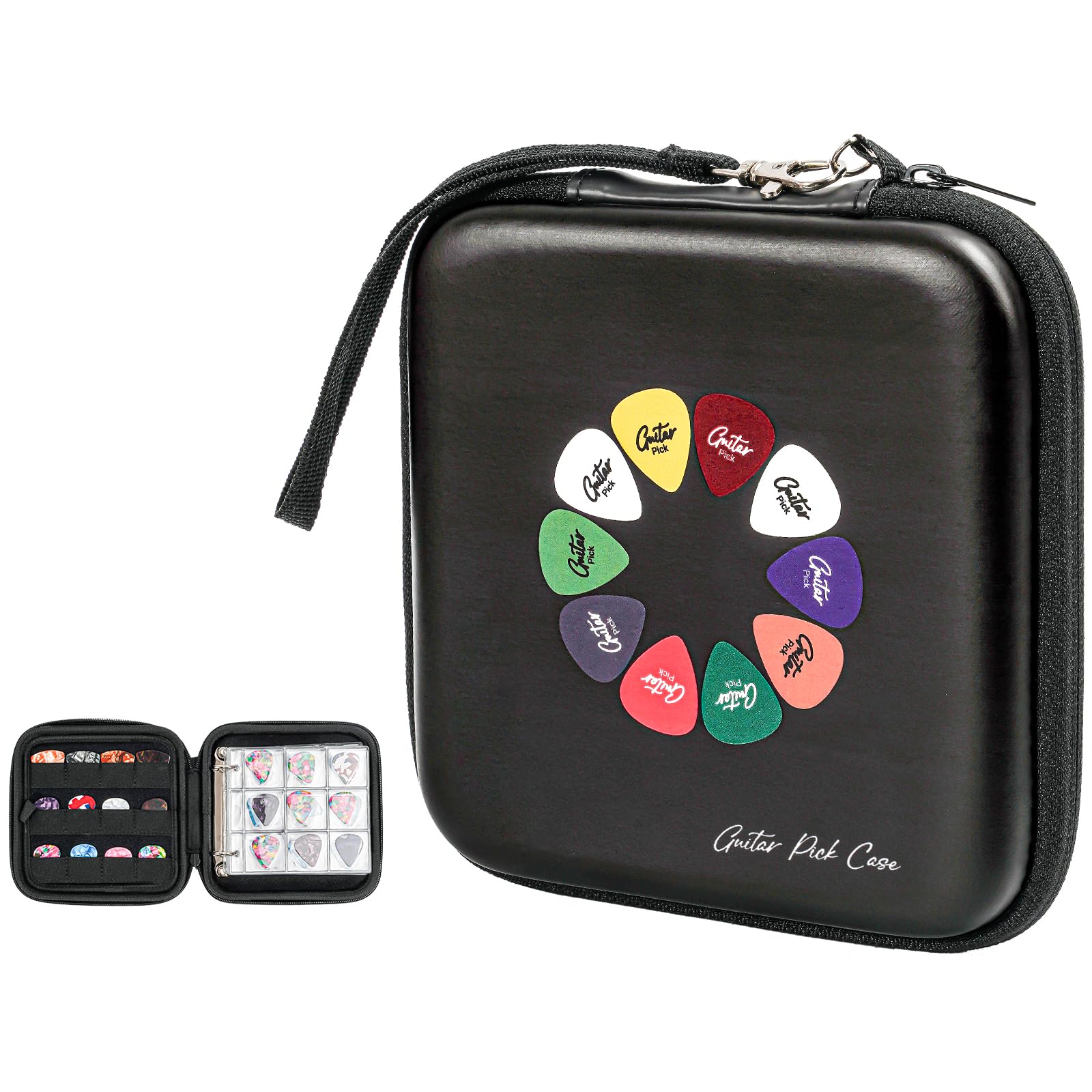 ProCase Guitar Pick Case, Pick Holder Stores 84 pcs Guitar Picks Collection Pick Storage Album Book Pick Display Water-Resistant, Durable EVA Material Bag for Guitar Player -Black