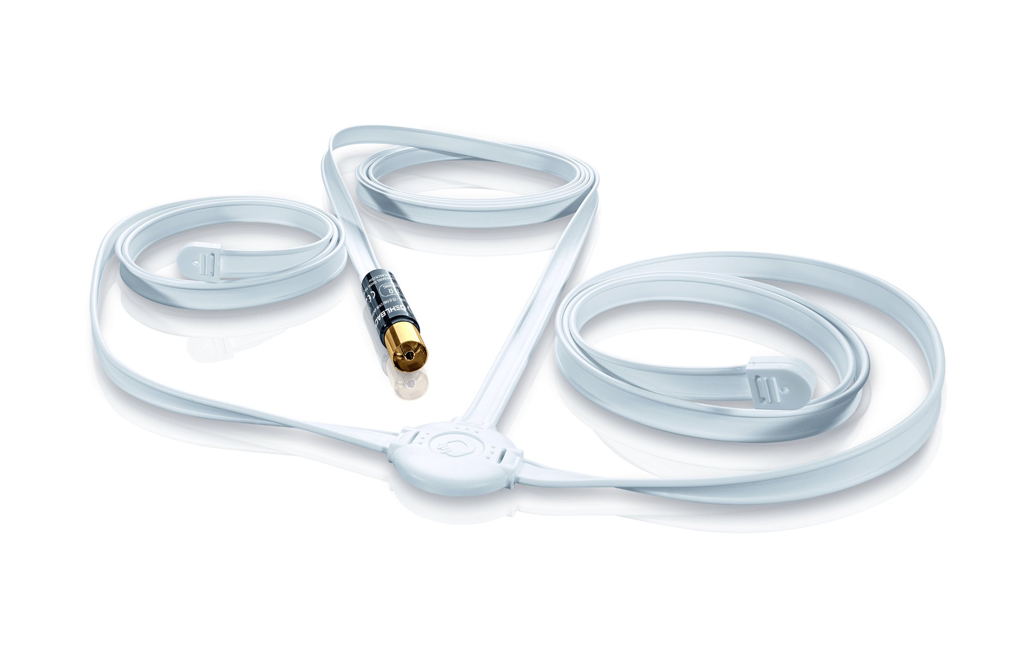 Oehlbach FM Wire - Passive FM throw antenna for FM/FM radio reception - 75 ohms - indoor antenna with flexible use & wall mounting - white, single