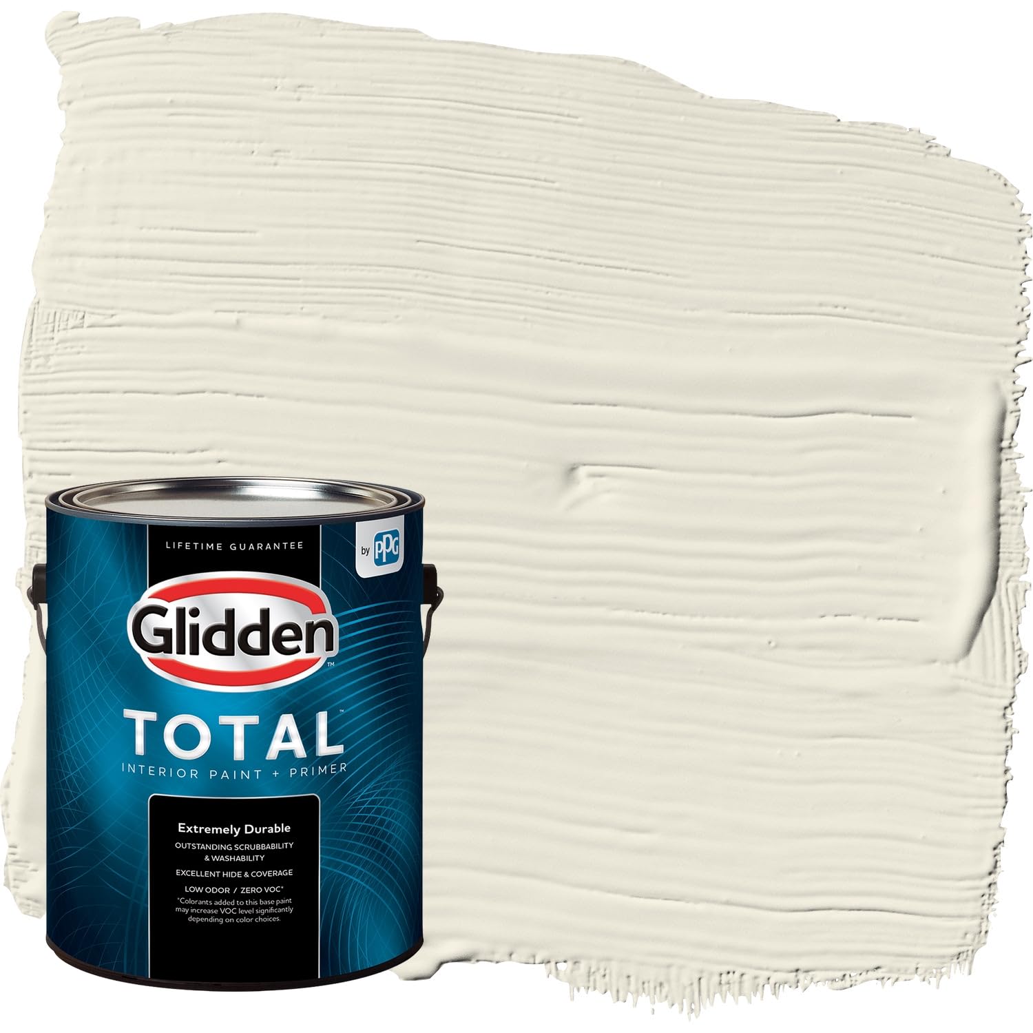 Glidden Total Interior Wall Paint & Primer All-in-One, Off White/White, Eggshell, 1 Gallon
