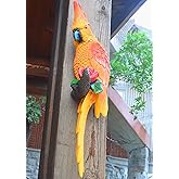 Teaeeno Real Resin Wall Bird Statue Decor,Real Parrot Sculpture Home Decor,Outdoor Indoor Figurine Ornaments-Garden Tree Sculpture,Resin Animal Statue for Garden, Terrace, Lawn, Yard