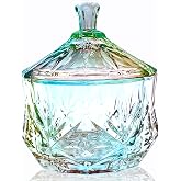EWEIGEER 8oz Glass Candy Dish with Lid,Christmas Decorative Storage Jar for Candy,Bath Salt,Paper Clips,Office,Bathroom,Dining Room Organizer(Colorful)