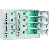 Bpatoimsx Secure and Convenient 12 Slots Cell Mobile Phone Metal Storage Cabinet Lockers with Charger Charging Station Cabinet and Key Lock White - Ideal for Students and Employees or Police Station