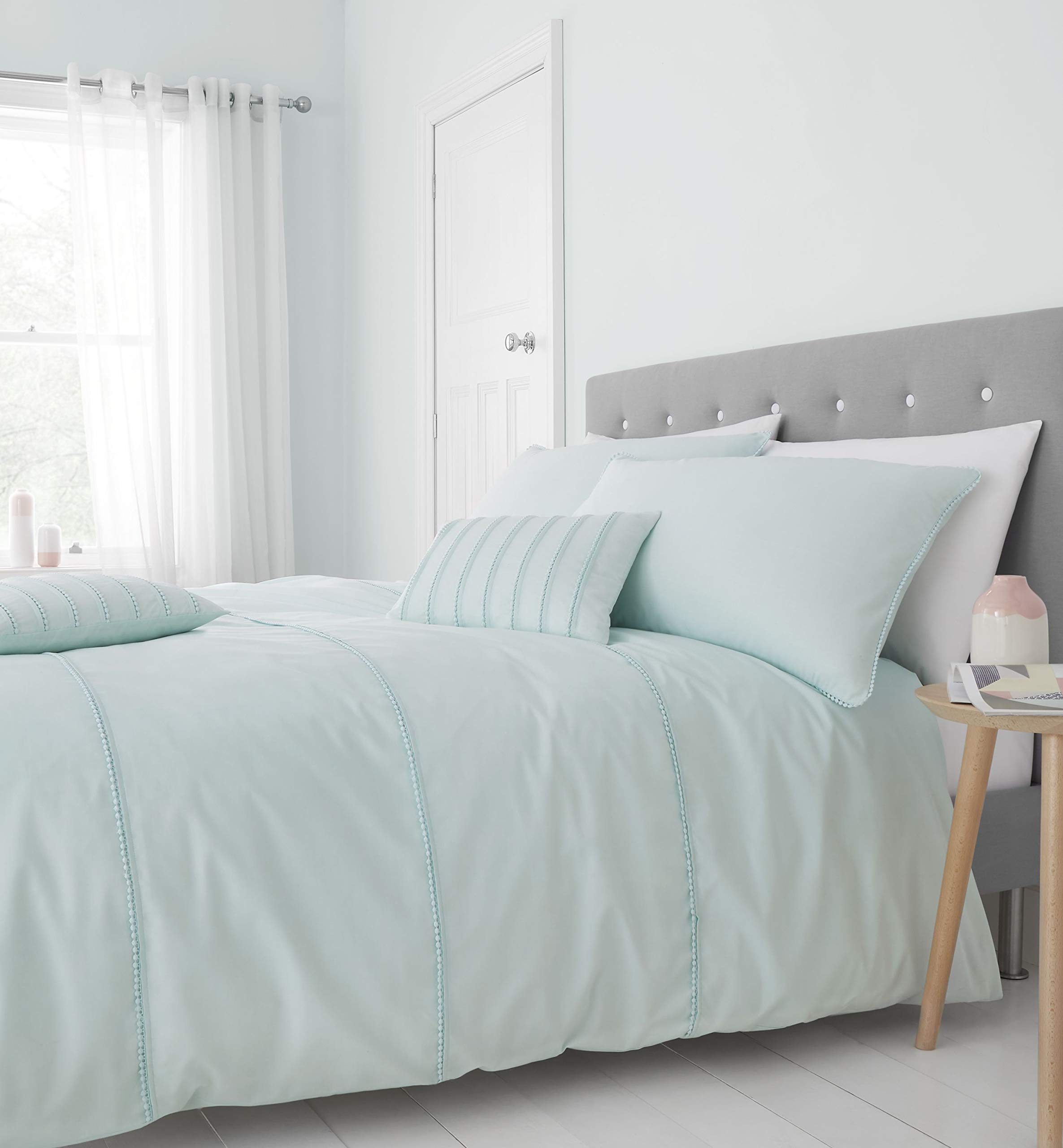 Catherine Lansfield Pom Pom Easy Care Double Duvet Set Mint