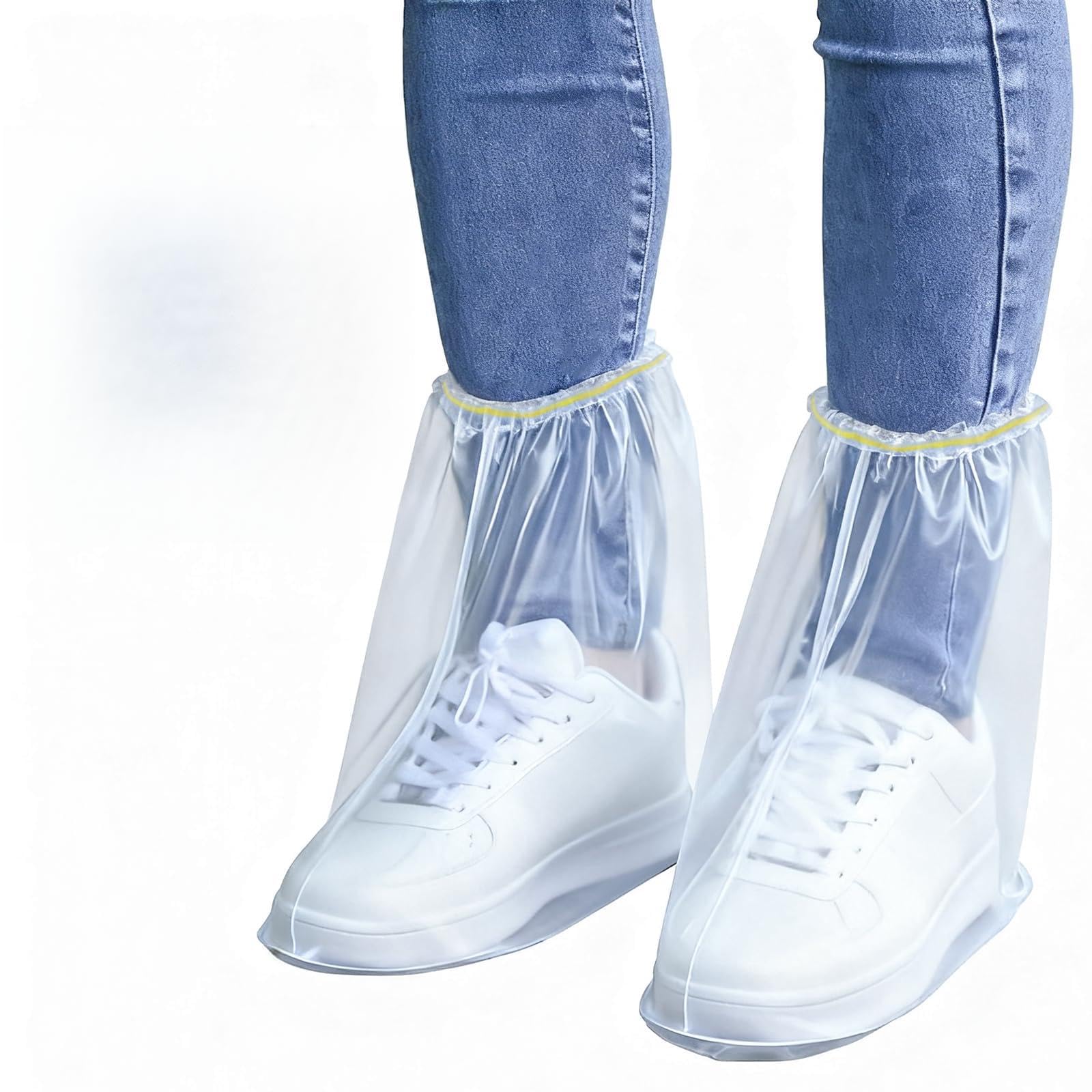 Photo 1 of (20 PCS) Waterproof & Non-Slip Disposable Shoe Covers – Heavy-Duty Clear Plastic Overshoes for Men & Women, Rain, Mud & Dirt Protection