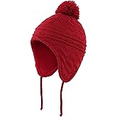 Connectyle Toddler Boys Girls Beanie Hat Fleece Lined Knit Kids Hat with Ear Flaps Warm Winter Hat Acrylic Watch Hat