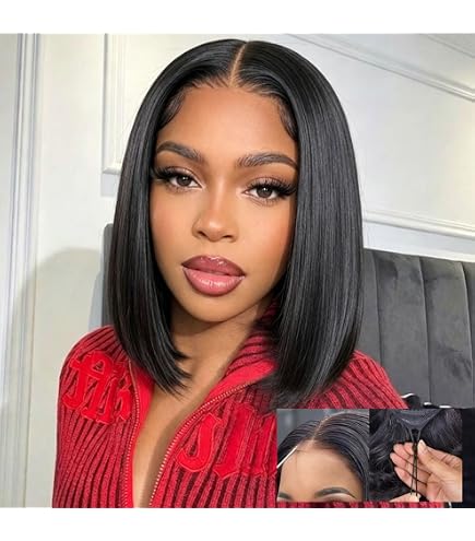 Amazon.com : Ailwelia Wear and Go Glueless Bob Wig Human  display picture 2
