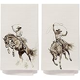 IAFQWDS Western Bathroom Decor Hand Towels, Vintage Western Cowboy Gifts for Me Dish Tea Towels, Cowboy Gifts for Men Hand Towel for Bathroom Kitchen, 16x24 Inch Set of 2