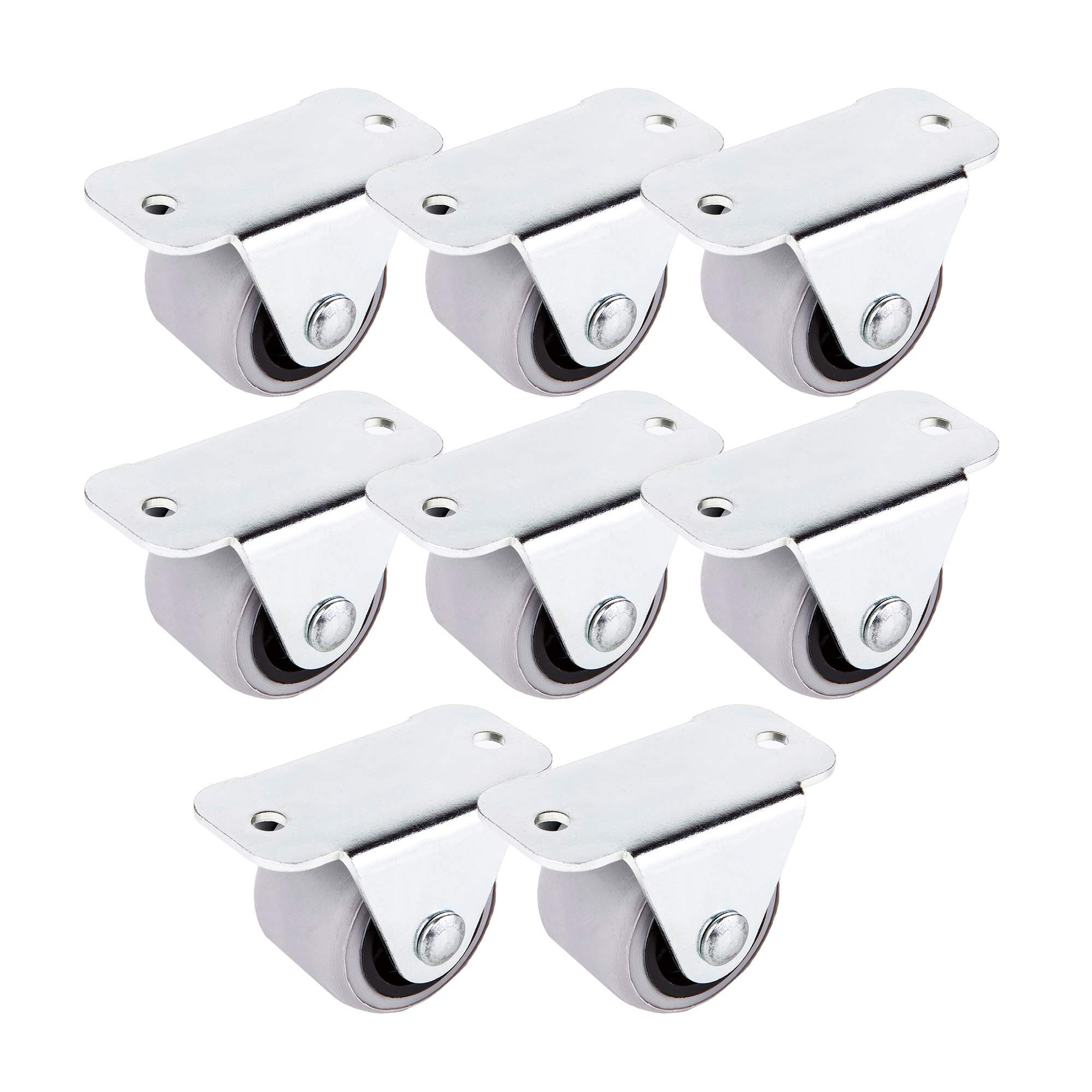 (Pack of 8) 30 mm Rubber Wheel Plastic Twin Castors Metal with Plate Castors Set (8)