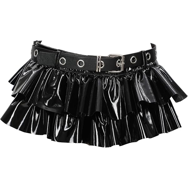 Women's Gothic High Waist Lace Short Skirt - Punk Flare Skater Style