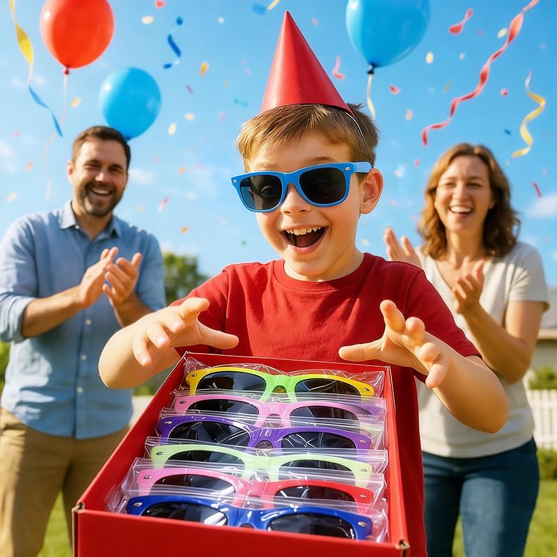 Sonnenbrillen Neonfarben, 24 Stk Kinder Sonnenbrille,Partygeschenke,Frauen und Männer für Sommer Strand Pool Party Geburtstagsparty Outdoor