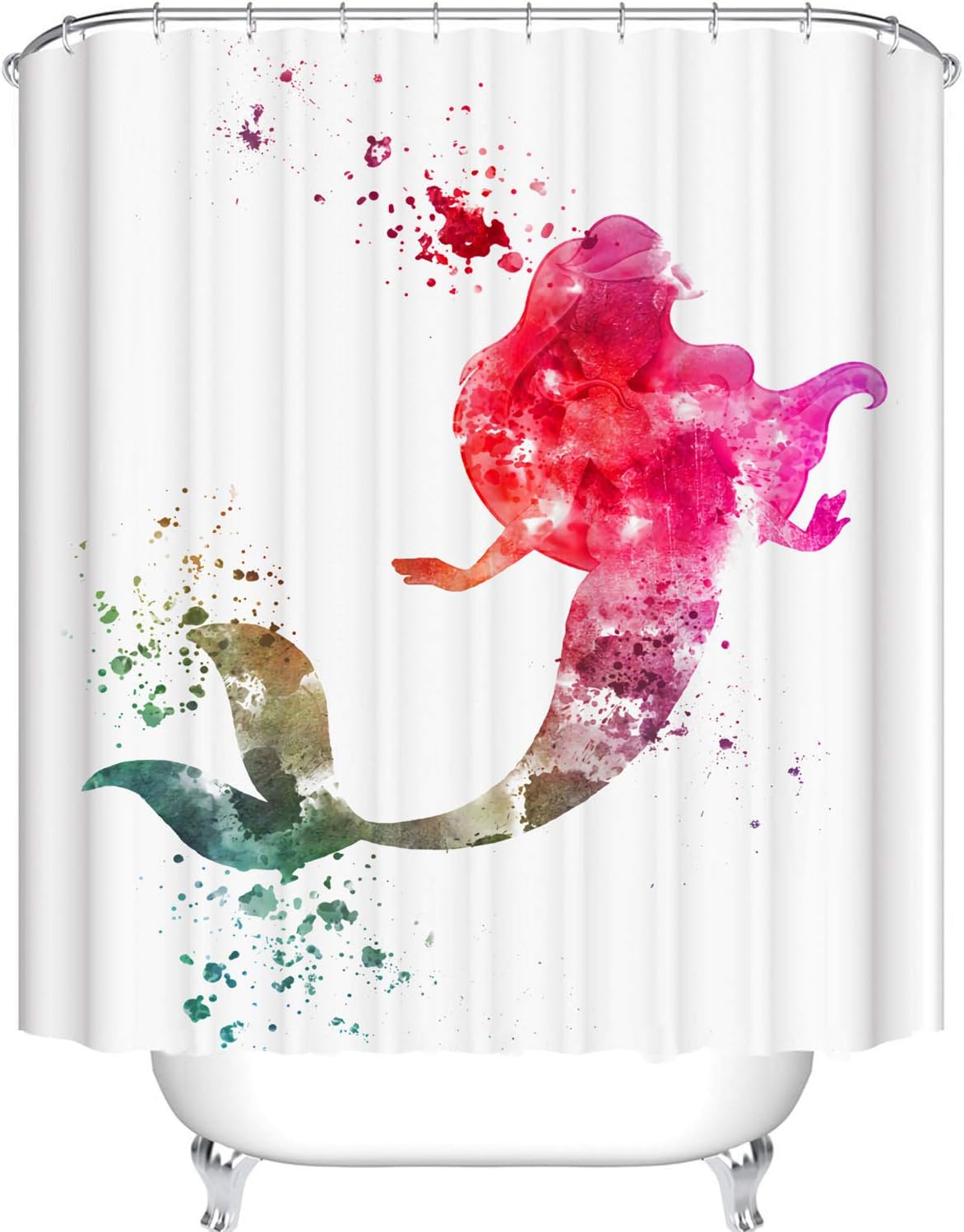 Broshan Colorful Mermaid Shower Curtain For Kids Girls Bathroom Set Watercolor Ebay