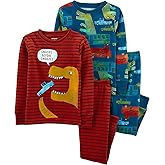 Carter's Boy’s 4-Piece Snug Fit Cotton PJs (as1, age, 3_years, Snacks before snoozes, 3T)