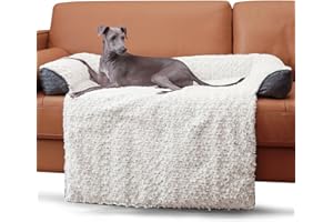 TSEB4TEP Luxurious Calming Dog Bed Mats, 41" Large Dog Couch Bed for Furniture Protector with Removable Washable Cover, Fluffy Plush Dog Mat for Large Medium Small Dogs and Cats,White Gray
