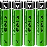 Taken 10440 Lithium ion Batteries, 4 Pack Rechargeable 3.7v Battery for Flashlight
