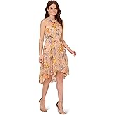 Adrianna Papell Womens Embroidery Midi Dress