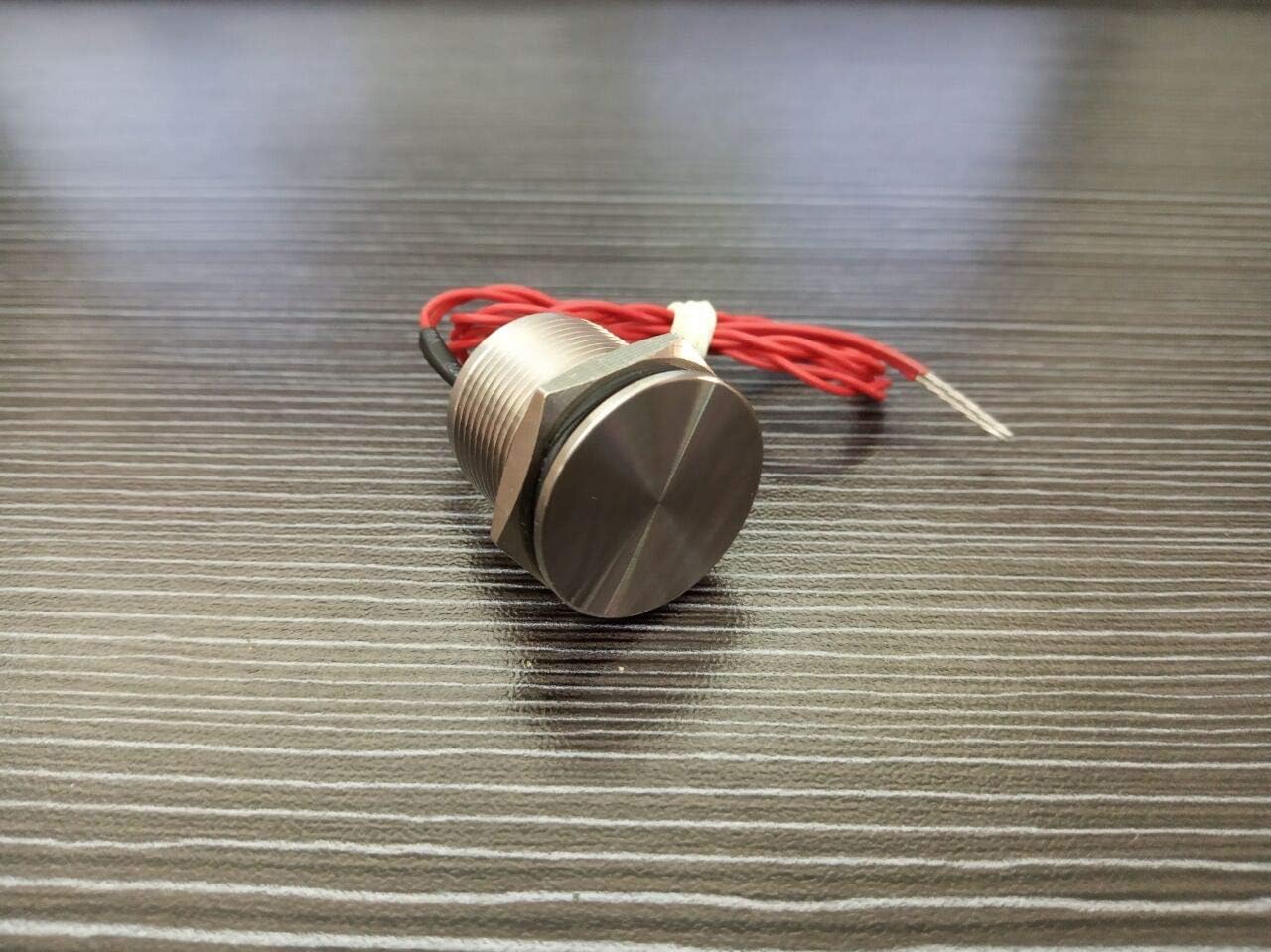 LANGIR Stainless Steel 316L Piezo Switch Normally Open Waterproof IP68 Dia. 19mm Panel Cutout Momentary with 2 Cables (Single)