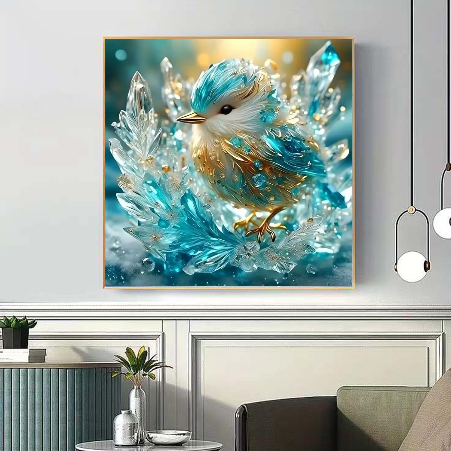 ZHUDENGXJL Birds Diamond Art Kits for Adults,5D Diamond Painting Kits for Adults Beginners,DIY Full Drill Blue Flower Diamond Dots with Gem Art for Birds Home Wall Decor 12 X 12 Inch