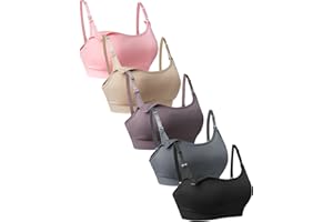 Suekaphin 5Pack Seamless Nursing Bra Women Maternity Breastfeeding Pregnancy Support Full Coverage Bralette Padded Cups