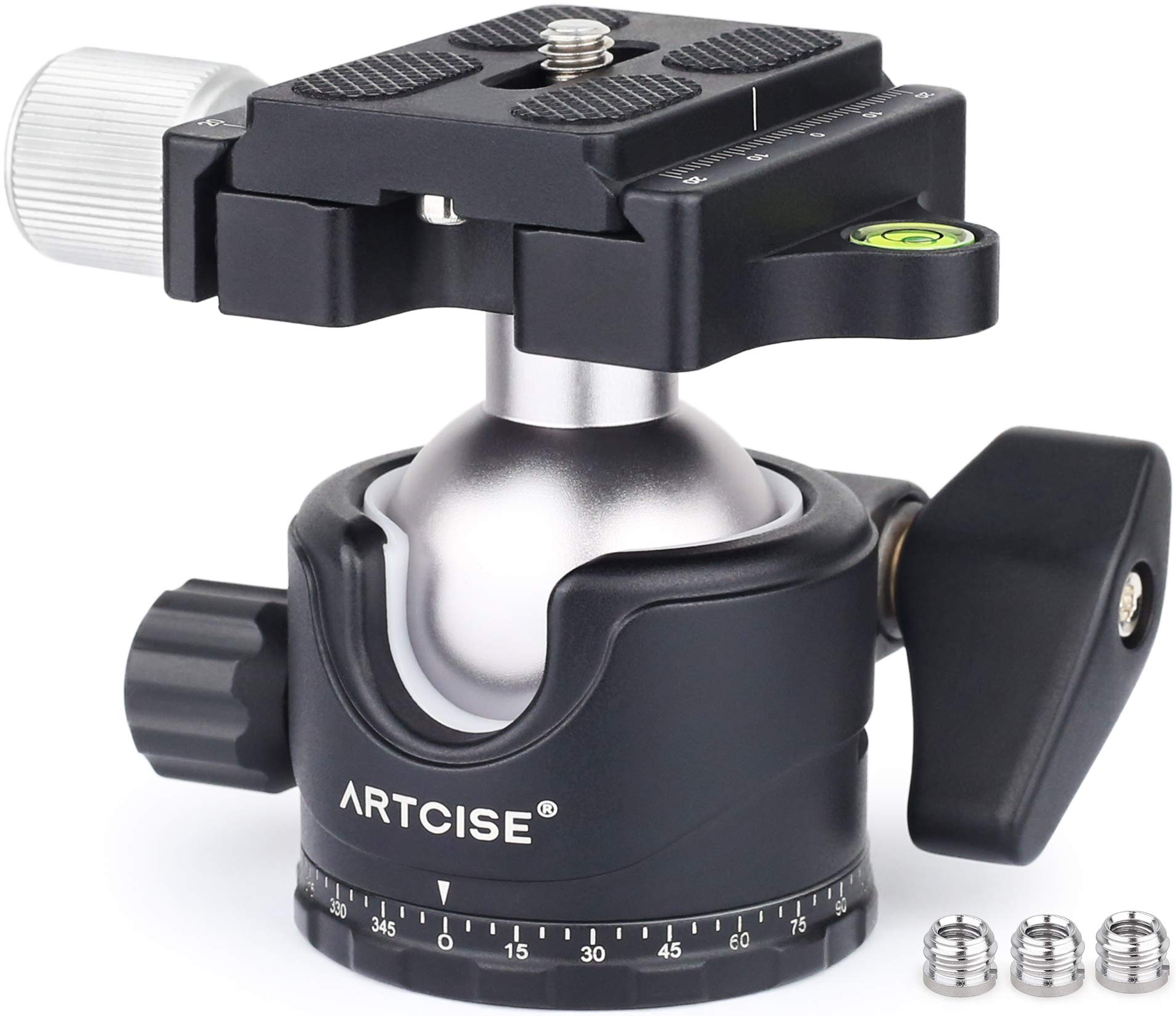 Low Profile Ball Head 36mm Stability Panoramic Tripod Head 360 Rotating Professional All Metal Ballhead with 1/4 inch QR Plate for DSLR Cameras Tripods Monopods Camcorder Slider Max Loading 33lbs/15kg