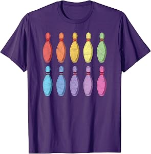 Vintage Bowling Pin Rainbow Pop Art 80's Retro Graphic T-Shirt