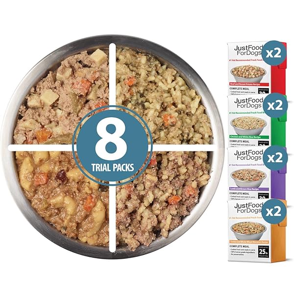 JUSTFOODFORDOGS PANTRY FRESH DOG FOOD VARIETY PACK, COMPLETE MEAL OR TOPPER, BEEF, CHICKEN, TURKEY, & LAMB HUMAN GRADE RECIPE – 12.5 OZ (PACK OF 8)