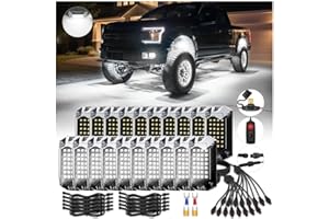 LD DARKEAGLE 20Pods Full Angle All Pure White LED Rock Lights Kit Plug and Play 6500K with Switch Harness Wiring Extension Fuse, Quick Connect Waterproof Bright Underglow 12V for Semi Trucks Pickup Jeep Offroad