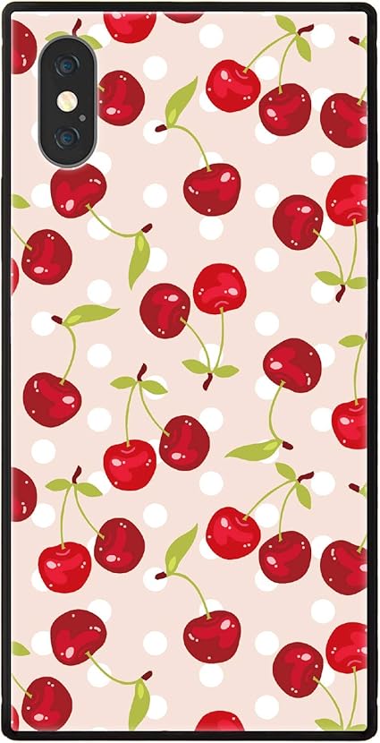 Amazon Co Jp Ruuu 耐衝撃 Tpu Iphone Xr スクエア型 四角 強化ガラス スマホケース Iphoneケース ハード ケース さくらんぼ柄 Type C イラスト サクランボ チェリー フルーツ 果物 柄 たべもの かわいい おしゃれ ピンク ドット 水玉 家電 カメラ