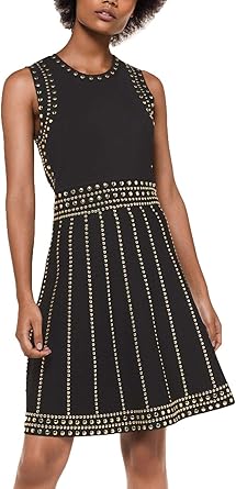 michael kors black dress with gold studs