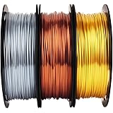 Shiny Silk Gold Silver Copper PLA Filament Bundle, 1.75mm 3D Printer Filament, Each Spool 0.5kg, 3 Spools Pack, with One…