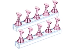 Blulu 2 Sets Nail Stand for Press on Acrylic Nails Display Practice Magnetic Fake Nail Holder for Painting Nails for False Fingernail Manicure Tool Home DIY Salon Supplies(Pink)