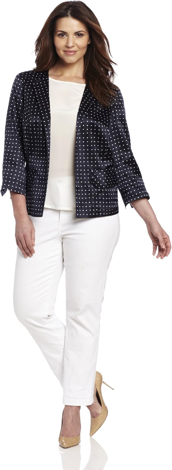 Pendleton Women's Plus-Size Go Graphic Jacket, Navy Squares Dot Print, 14W at Amazon Womenâs 
