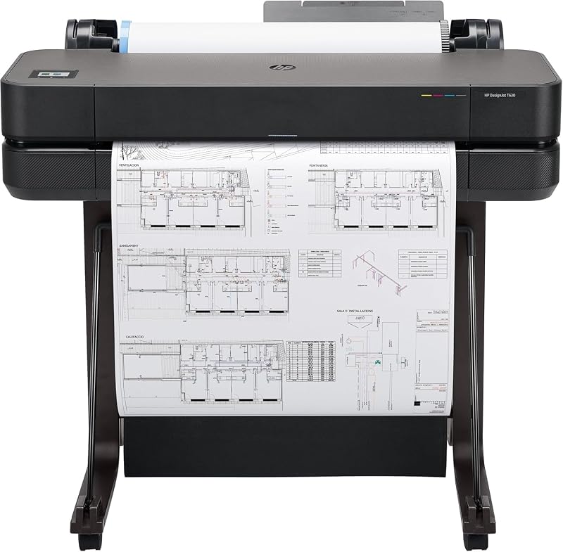 DesignJet T630 24, 61cm, Imprimante Grand Format, Traceur, Standard A4-A1, 76 Impressions A1/h, Wi-FI, Ethernet, USB, 2400x1200dpi, Métal recyclé, Version 2025, Garantie 1 an, Click, Noir