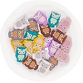 21Pcs Animal Silicone Beads Cartoon Owl Spacer Beads Silicone Focal Beads for Jewelry Making DIY Necklaces Bracelet Keychain Lanyard Crafts Supplies