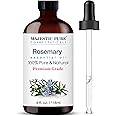 Majestic Pure Rosemary Essential Oil with Glass Dropper | 100% Pure and Natural Rosemary Oil | Premium Grade Essential Oils for Diffusers, Skin, Aromatherapy, Massage | 4 Fl Oz