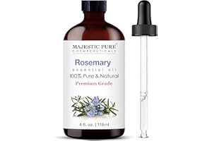 Majestic Pure Rosemary Essential Oil with Glass Dropper - Huge 4 Fl Oz - 100% Pure and Natural Rosemary Oil - Premium Grade Essential Oils for Diffuser, Aromatherapy, Soap and Candle Making
