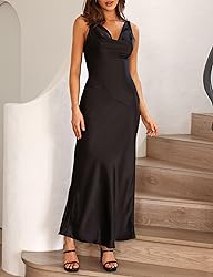Satin Cowl Neck Sleeveless Backless Maxi Wedding