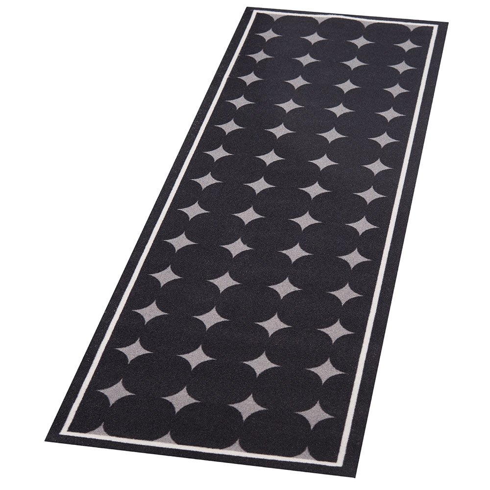 Zala Living Cook & Clean Runner - Non-Slip Rug Runner Flat Weave Short Pile Rug Kitchen Rug Washable Kitchen Runner Dotty for Hallway, Kitchen, Living Room - Black, 45 x 140 cm