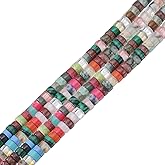 uxcell About 155 Pcs Natural Spacer Beads, 4mm Stone Spacers Bead Loose Semi Flat Round Gemstone Beads for Jewelry-Making DIY Crafts, Mixed-Colored