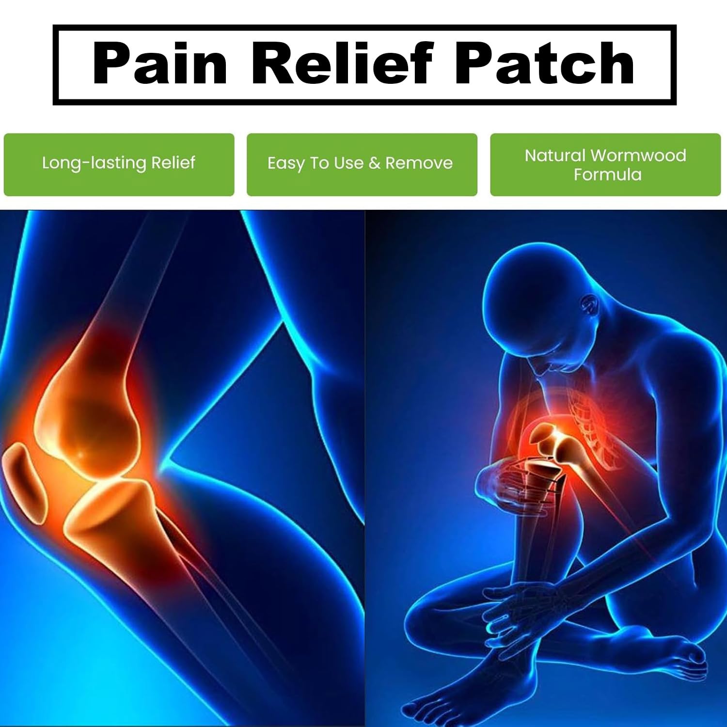 Kniepflaster Gegen Arthrose, Herbal Knee Patch für Knie, Nacken & Rücken Wohltuende Unterstützung bei Gelenksteifheit & Muskelbeschwerden (60 Stück) 4
