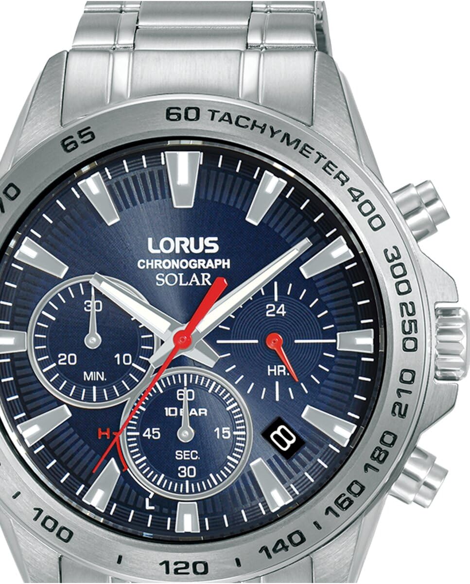 Lorus Herren Analog Quarz Uhr mit Edelstahl Armband,Silber/Blau 2