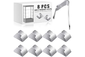 Yaocom 8 Pcs Metal Shelf Bracket Clips Compatible with IKEA Fabrikor # 114594 Bookcase Shelf Bracket Glass Door Galvanized Steel Silver