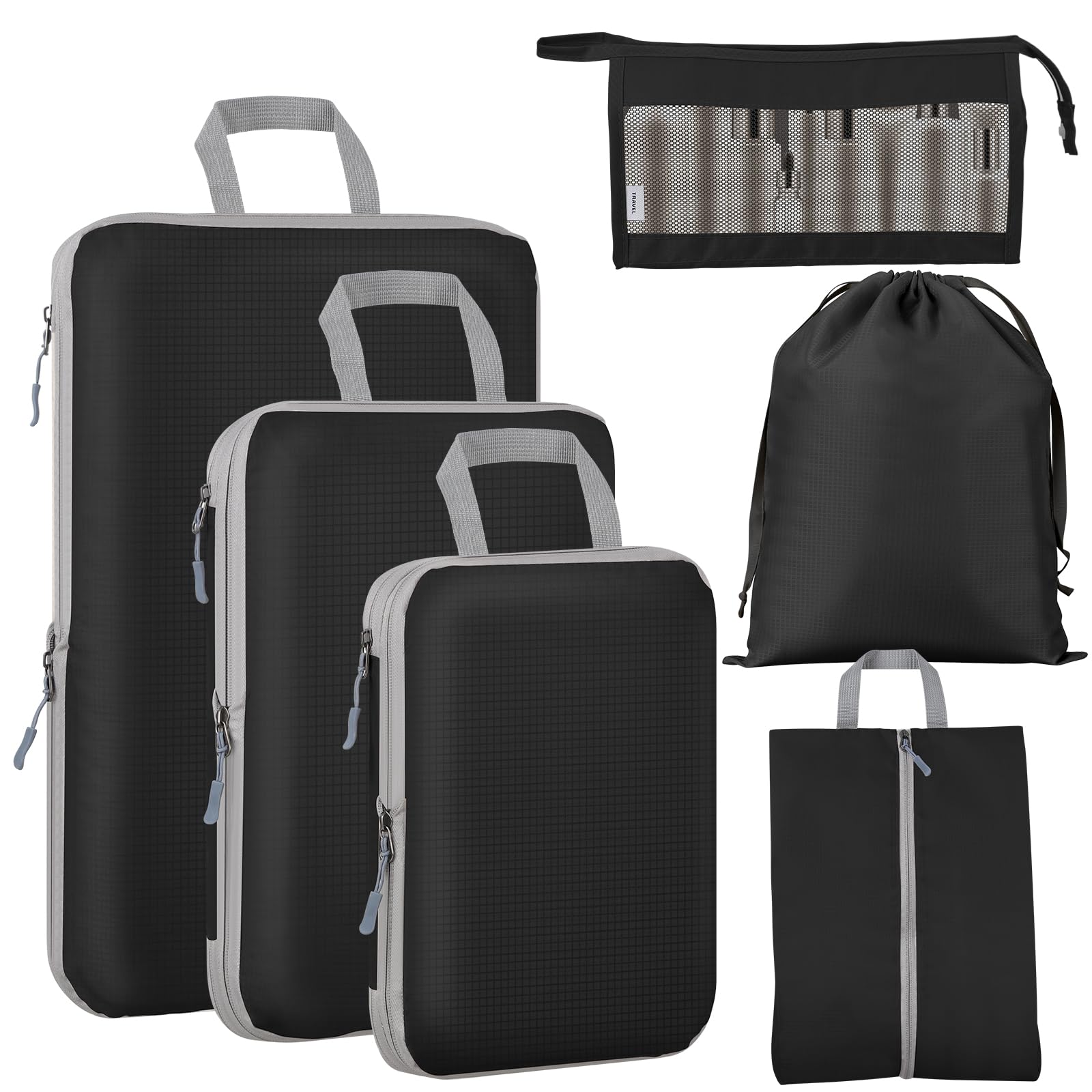 Compression Packing Cubes for Suitcase, 6PCS Travel Bags Organizer for Luggage, Organizer Cubes for Travel Essentials, Cubes for Travel Accessories
