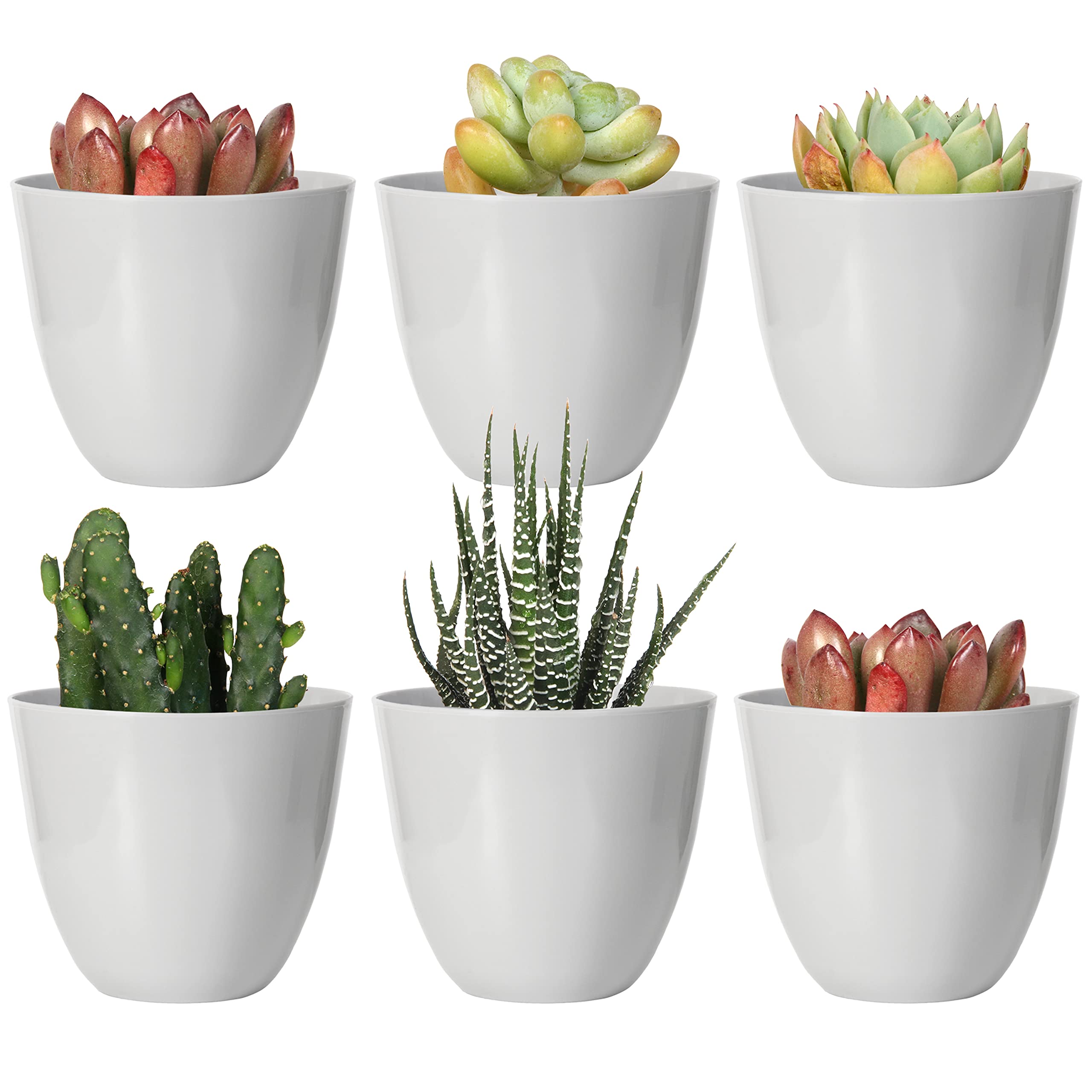 Youngever 10 Pack 8CM Mini Plastic Planters Indoor Flower Plant Pots, Grey Gardening Pot with Drainage for All House Plants, Flowers, Herbs, Succulents, NO Plant Included (Modern)