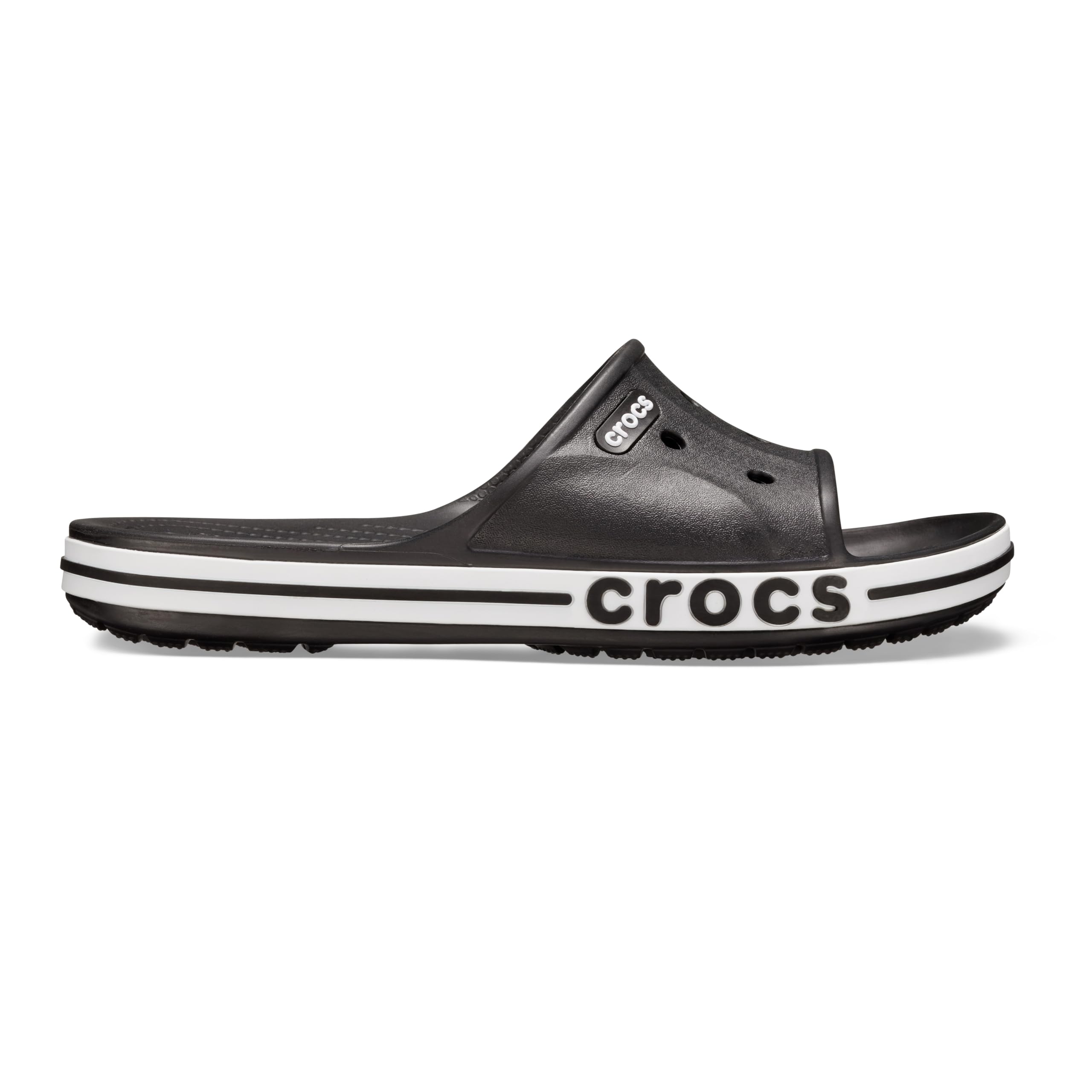 Crocs Unisex Bayaband Slides | Slide Sandals, Black/White, 8 Men/10 Women