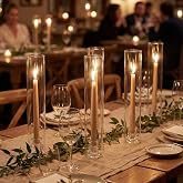 Hurricane Glass Candle Holders Set of 10 Clear Candlestick Holders | Candle Holder Bulk for Taper Candles with 12&rdquo;Tall Windproof Cylinder Cover for Festival Wedding Table Centerpiece Party Decor