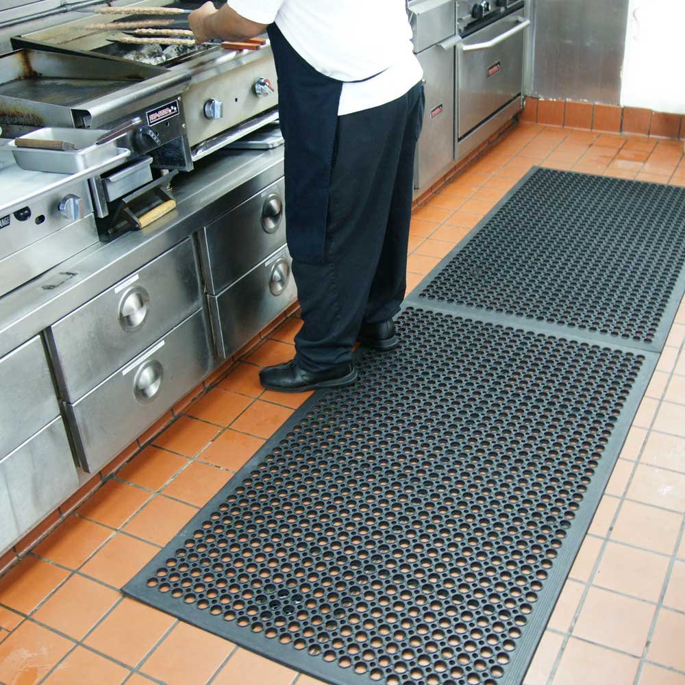 Rubber-Cal 03_122_WBK 1/2-inch Dura Chef Anti-Slip Rubber Kitchen Mat, 1/2" x 36" x 60", Black : Exercise Protective Flooring : Industrial & Scientific