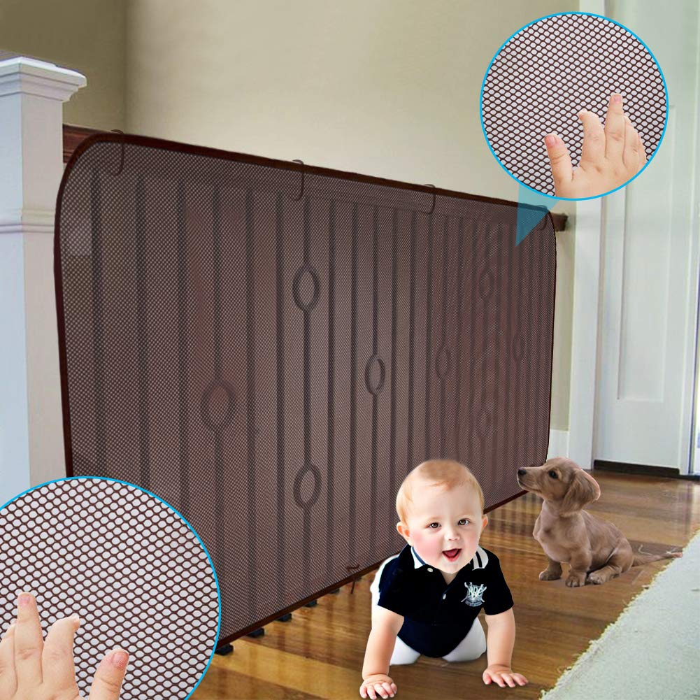 Photo 1 of Adsoner Child Safety Net - 10ft L x 2.5ft H, Balcony, Patios and Railing Stairs Netting, Safe Rail Net for Kids/Pet/Toy, Sturdy Mesh Fabric Material (Brown)