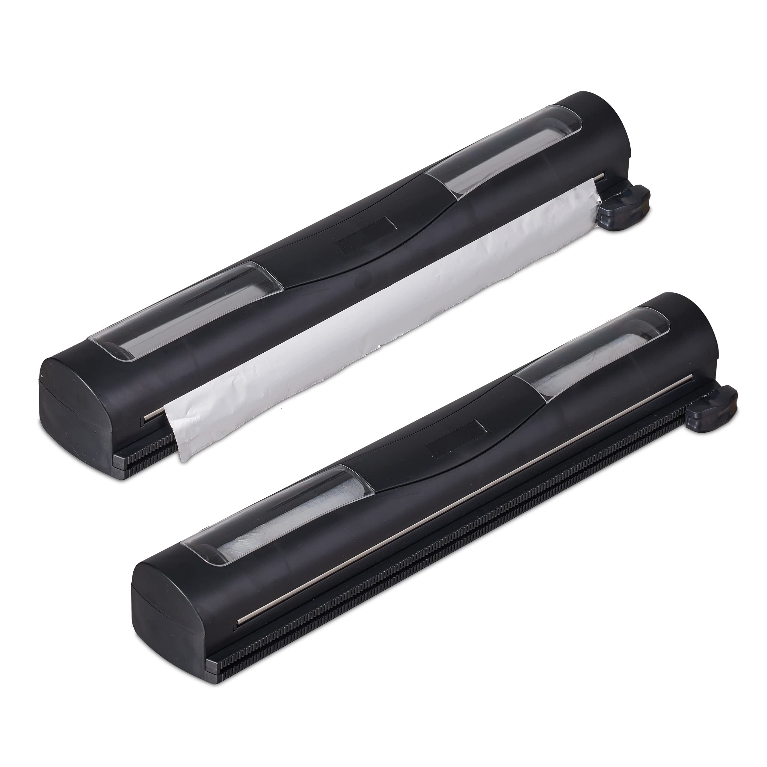 Relaxdays Foil cutter set of 2, for aluminum and cling film, viewing window, smooth separation, film dispenser, black, 5 x 37 x 8 cm