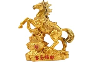 Generic Feng Shui Horse Year Ornament Wealth Horse Figurine for Desk Office Restaurant, Gold